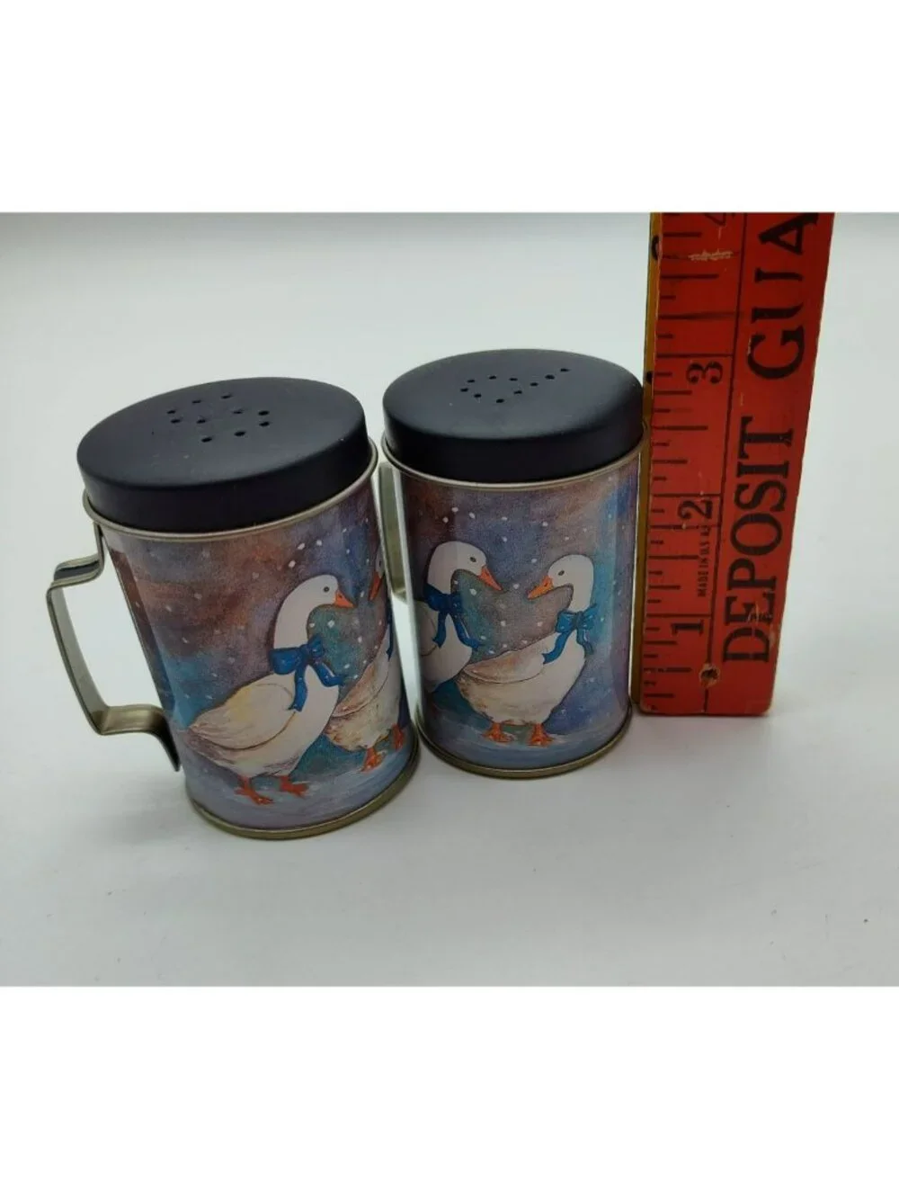 Vintage Winter Geese Salt Pepper Shakers Country Goose Decor w/ Box Farmhouse
